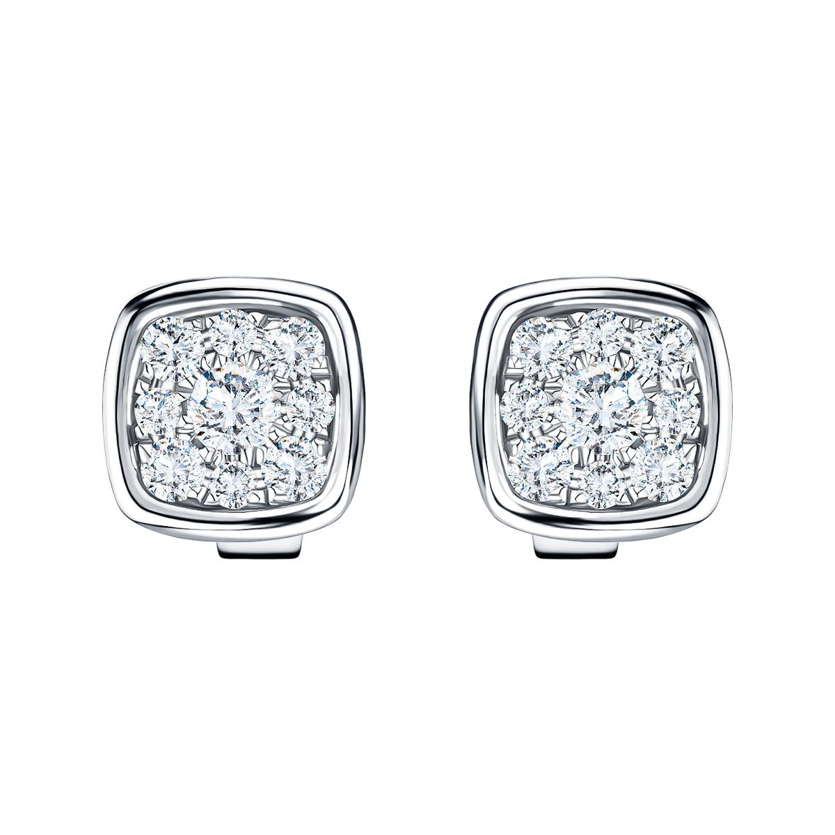 Diamond Cluster Square Earrings 0.20ct G/SI Quality 18k White Gold - All Diamond