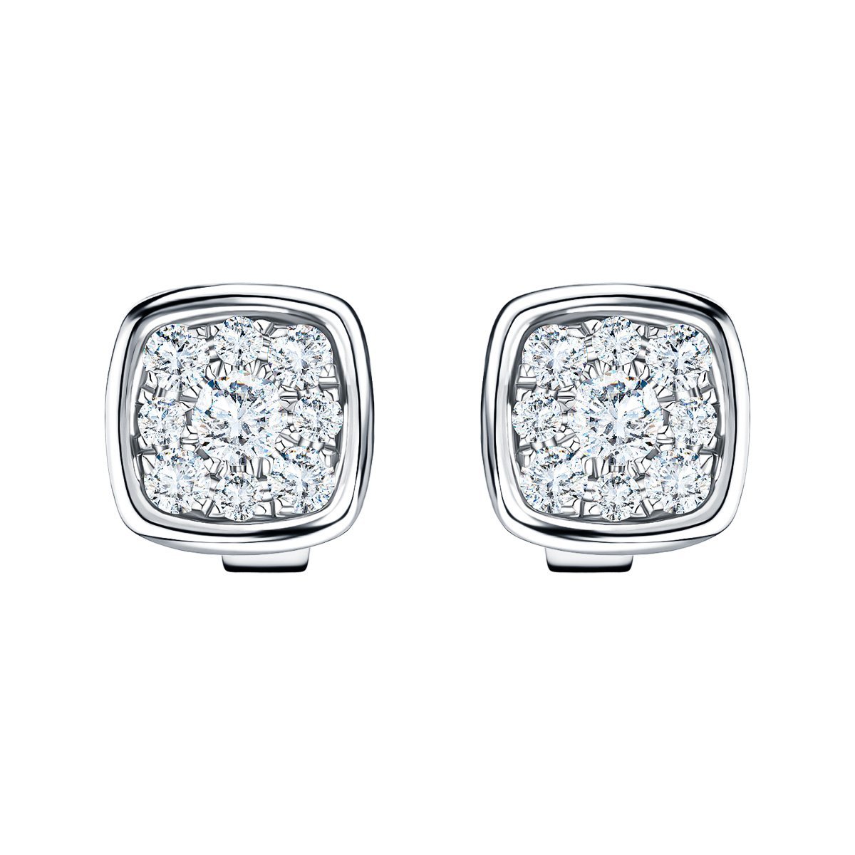 Diamond Cluster Square Earrings 0.20ct G/SI Quality 18k White Gold - All Diamond