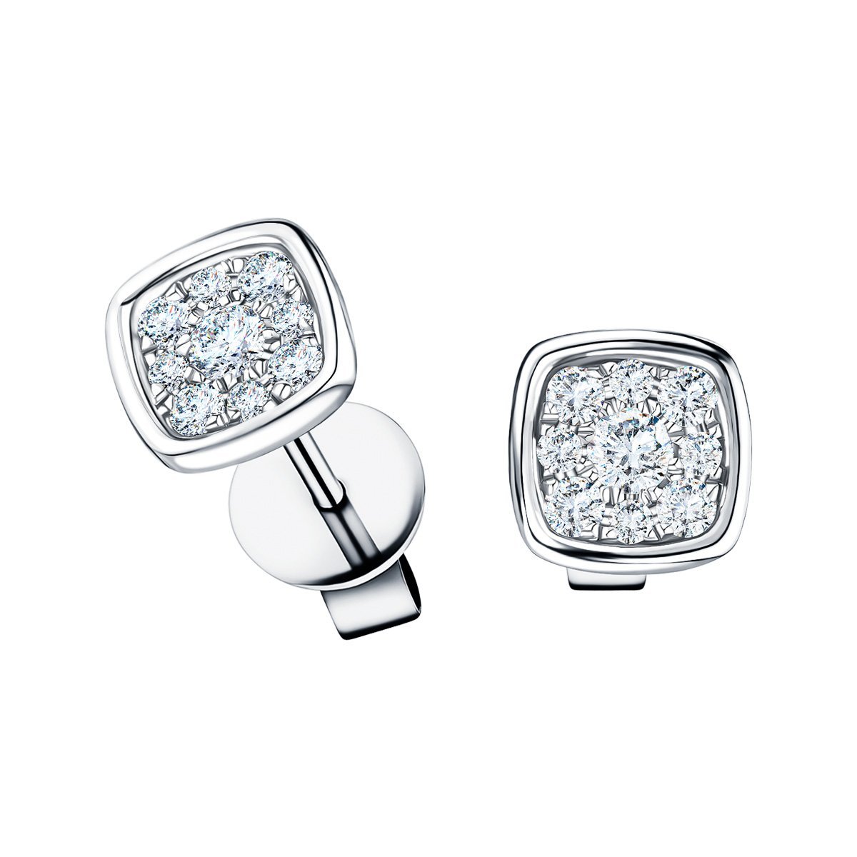 Diamond Cluster Square Earrings 0.20ct G/SI Quality 18k White Gold - All Diamond