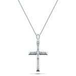 Diamond Cross Necklace with 0.11ct G/SI Diamonds in 9K White Gold - All Diamond