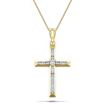 Diamond Cross Necklace with 0.11ct G/SI Diamonds in 9K Yellow Gold - All Diamond