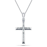 Diamond Cross Necklace with 0.11ct G/SI Quality Diamonds 9K White Gold - All Diamond