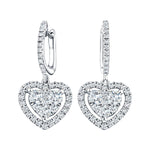 Diamond Drop Heart Earrings 0.80ct G/SI Quality 18k White Gold - All Diamond