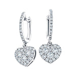 Diamond Drop Heart Earrings 0.90ct G/SI Quality 18k White Gold - All Diamond