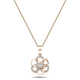 Diamond Flower Pendant Necklace 0.45ct G/SI 18k Rose Gold 17.9mm - All Diamond