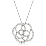 Diamond Flower Pendant Necklace 1.10ct G/SI 18k White Gold 23.0mm - All Diamond