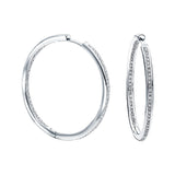 Diamond Grain Set Hoop Earrings 0.50ct G/SI 18k White Gold 30.0mm - All Diamond