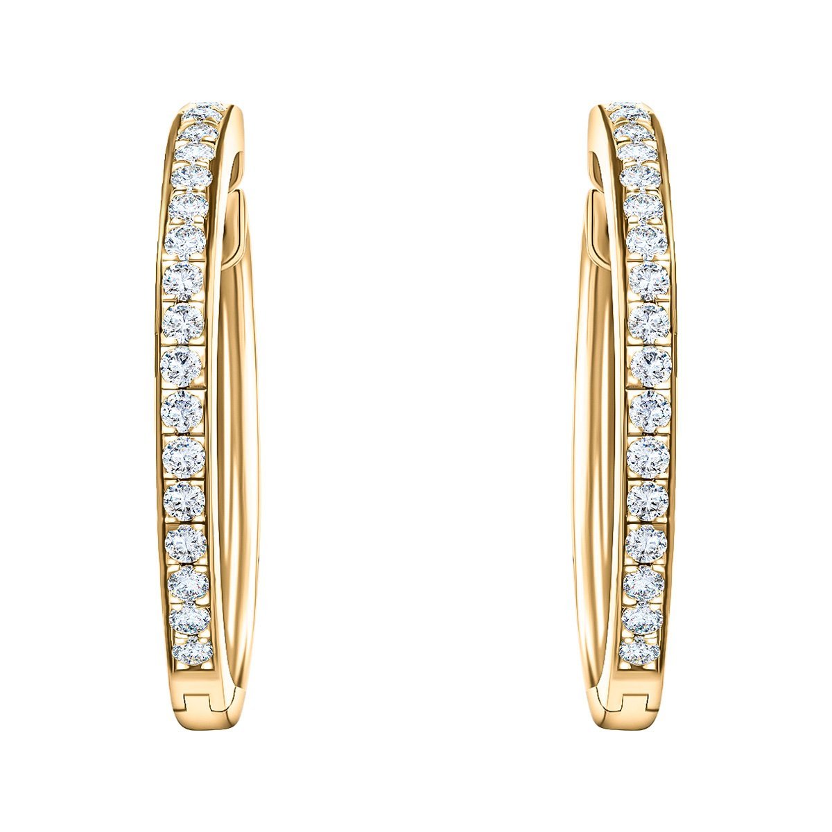 Diamond Grain Set Hoop Earrings 0.50ct G/SI Quality 18k Yellow Gold - All Diamond