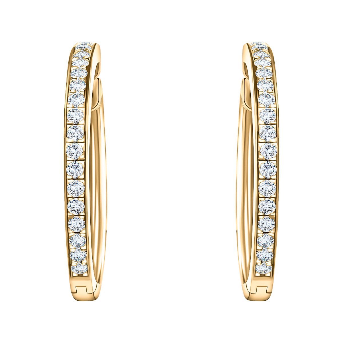 Diamond Grain Set Hoop Earrings 0.50ct G/SI Quality 18k Yellow Gold - All Diamond