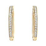 Diamond Grain Set Hoop Earrings 0.50ct G/SI Quality 18k Yellow Gold - All Diamond