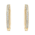 Diamond Grain Set Hoop Earrings 0.50ct G/SI Quality 18k Yellow Gold - All Diamond