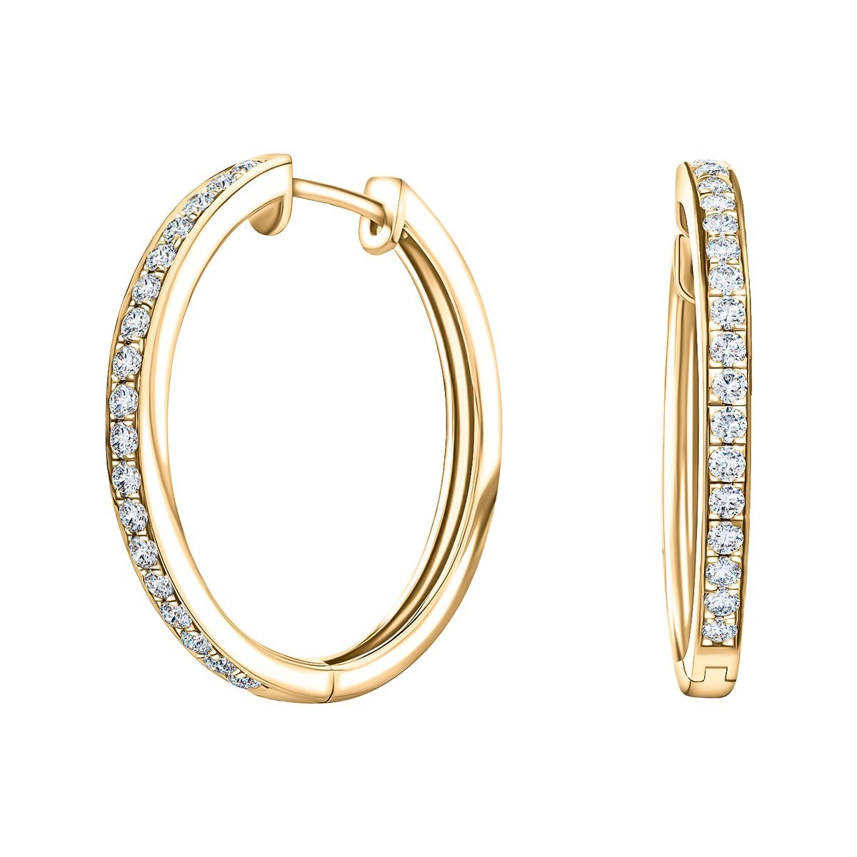 Diamond Grain Set Hoop Earrings 0.50ct G/SI Quality 18k Yellow Gold - All Diamond