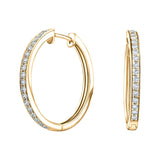 Diamond Grain Set Hoop Earrings 0.50ct G/SI Quality 18k Yellow Gold - All Diamond