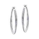 Diamond Grain Set Hoop Earrings 0.90ct G/SI 18k White Gold 48.0mm - All Diamond
