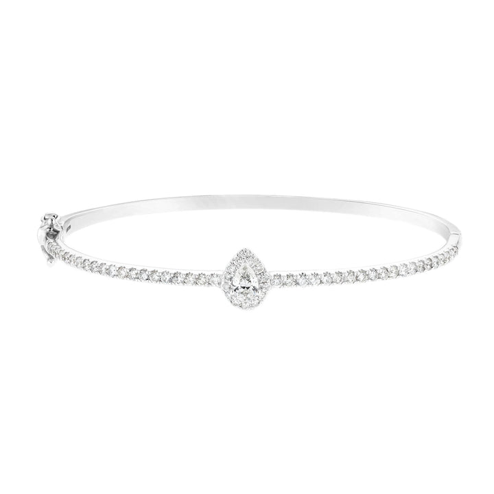 Brazalete tipo pera con halo de diamantes 1,55 ct Diamantes de calidad G/SI en oro blanco de 18 k