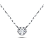 Diamond Halo Pendant Necklace 0.15ct G/SI Quality in 18k White Gold - All Diamond