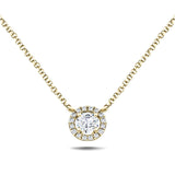 Diamond Halo Pendant Necklace 0.30ct G/SI Quality in 18k Yellow Gold - All Diamond