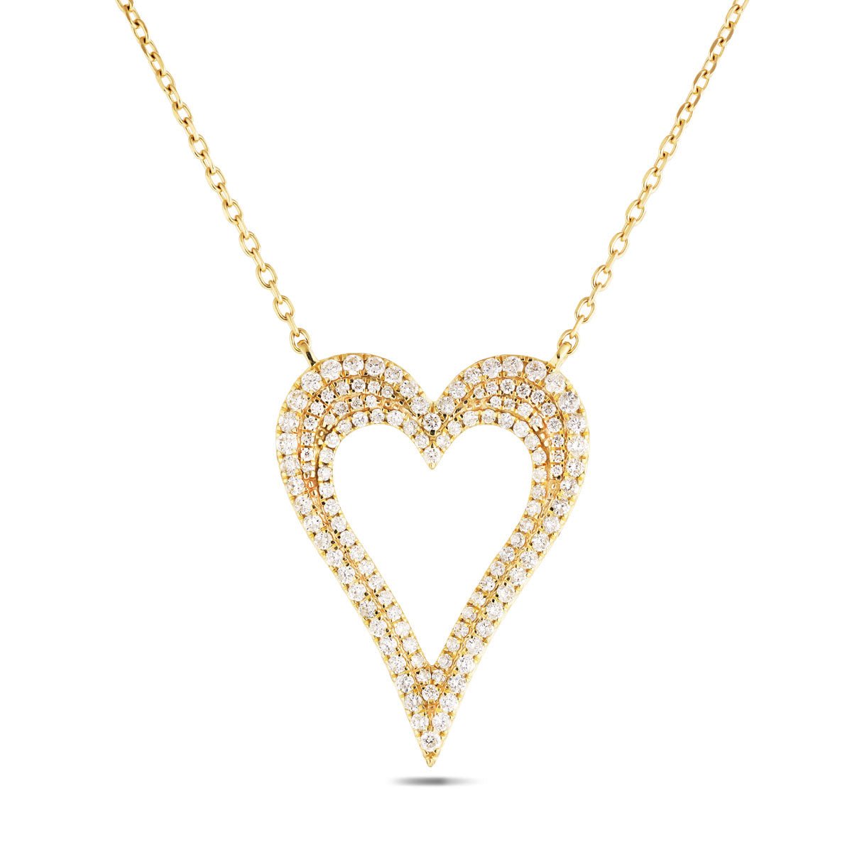 Diamond Heart Pendant Necklace 0.85ct G/SI Quality in 18k Yellow Gold - All Diamond