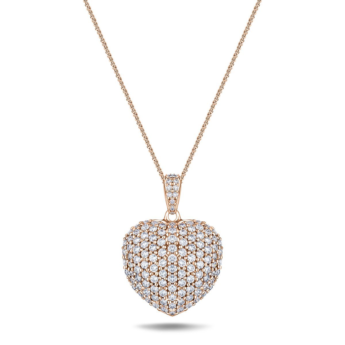 Diamond Heart Pendant Necklace 1.45ct G/SI Quality 18k in Rose Gold - All Diamond
