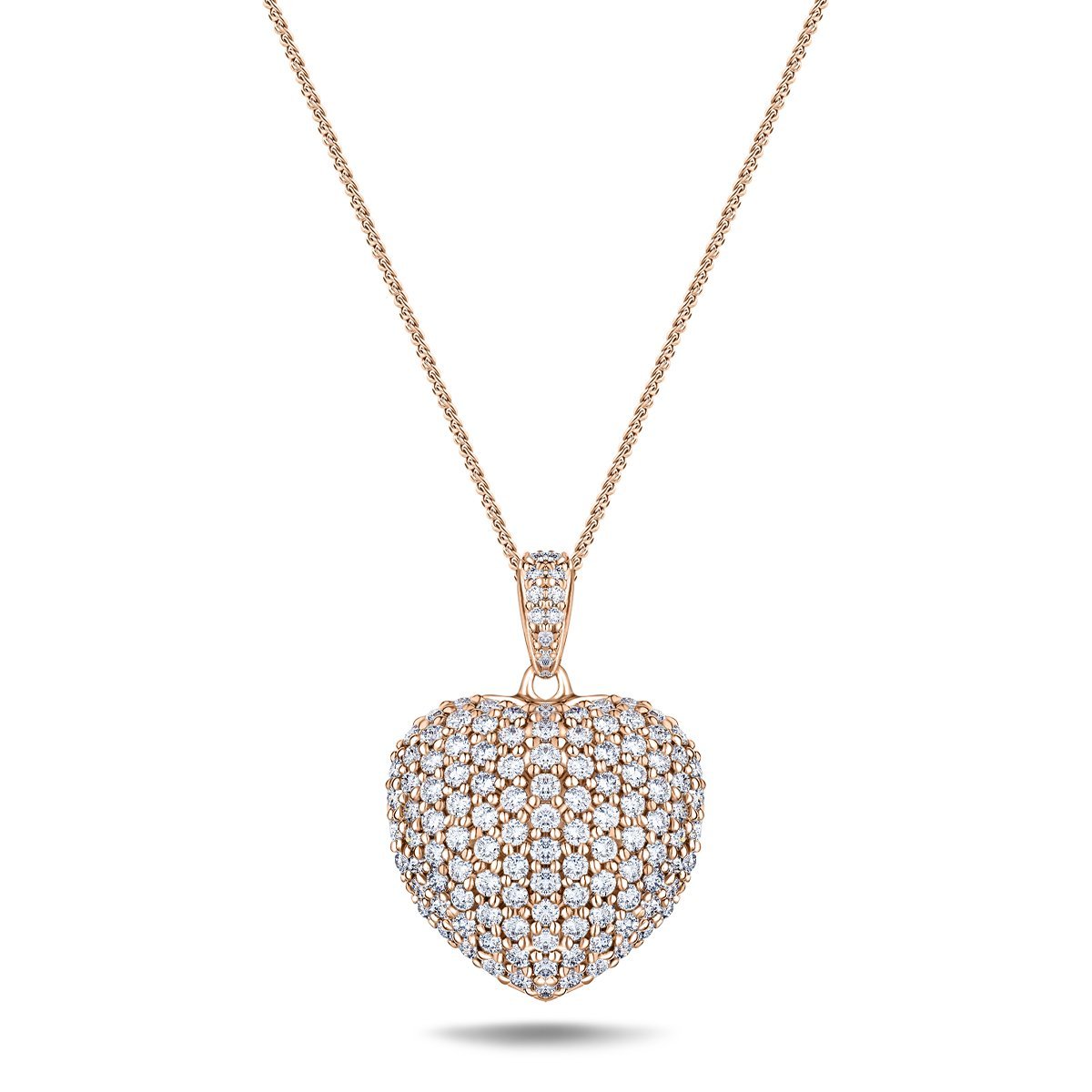 Diamond Heart Pendant Necklace 1.45ct G/SI Quality 18k in Rose Gold - All Diamond