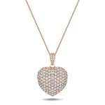 Diamond Heart Pendant Necklace 1.45ct G/SI Quality 18k in Rose Gold - All Diamond