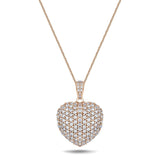 Diamond Heart Pendant Necklace 1.45ct G/SI Quality 18k in Rose Gold - All Diamond