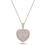 Diamond Heart Pendant Necklace 1.45ct G/SI Quality 18k in Rose Gold - All Diamond