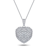 Diamond Heart Pendant Necklace 1.45ct G/SI Quality 18k in White Gold - All Diamond