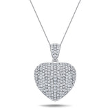 Diamond Heart Pendant Necklace 3.30ct G/SI Quality 18k in White Gold - All Diamond