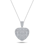 Diamond Heart Pendant Necklace 3.30ct G/SI Quality 18k in White Gold - All Diamond