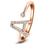 Diamond Initial 'A' Ring 0.10ct Premium Quality in 18k Rose Gold - All Diamond