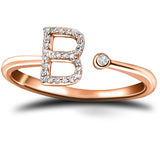 Diamond Initial 'B' Ring 0.10ct Premium Quality in 18k Rose Gold - All Diamond