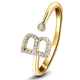 Diamond Initial 'B' Ring 0.10ct Premium Quality in 18k Yellow Gold - All Diamond