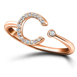 Diamond Initial 'C' Ring 0.10ct Premium Quality in 18k Rose Gold - All Diamond