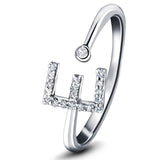 Diamond Initial 'E' Ring 0.10ct Premium Quality in 18k White Gold - All Diamond