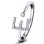 Anillo con Diamante Inicial 'E' 0.10ct Calidad Premium en Oro Blanco 18k