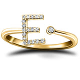 Diamond Initial 'E' Ring 0.10ct Premium Quality in 18k Yellow Gold - All Diamond