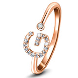 Diamond Initial 'G' Ring 0.10ct Premium Quality in 18k Rose Gold - All Diamond