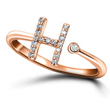 Diamond Initial 'H' Ring 0.10ct Premium Quality in 18k Rose Gold - All Diamond