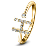 Diamond Initial 'H' Ring 0.10ct Premium Quality in 18k Yellow Gold - All Diamond