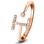 Anillo con Diamante Inicial 'I' 0.10ct Calidad Premium en Oro Rosa 18k