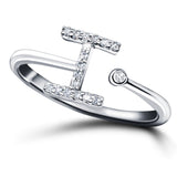 Diamond Initial 'I' Ring 0.10ct Premium Quality in 18k White Gold - All Diamond