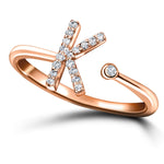 Diamond Initial 'K' Ring 0.10ct Premium Quality in 18k Rose Gold - All Diamond