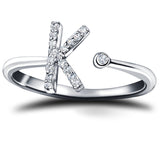 Diamond Initial 'K' Ring 0.10ct Premium Quality in 18k White Gold - All Diamond