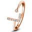 Anillo con inicial de diamante 'L' de 0,10 ct de calidad premium en oro rosa de 18 quilates