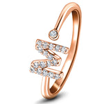 Diamond Initial 'M' Ring 0.10ct Premium Quality in 18k Rose Gold - All Diamond