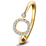 Diamond Initial 'O' Ring 0.10ct Premium Quality in 18k Yellow Gold - All Diamond