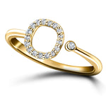 Diamond Initial 'O' Ring 0.10ct Premium Quality in 18k Yellow Gold - All Diamond