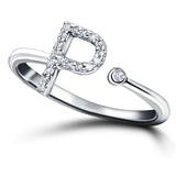 Diamond Initial 'P' Ring 0.10ct Premium Quality in 18k White Gold - All Diamond