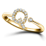 Diamond Initial 'Q' Ring 0.10ct Premium Quality in 18k Yellow Gold - All Diamond